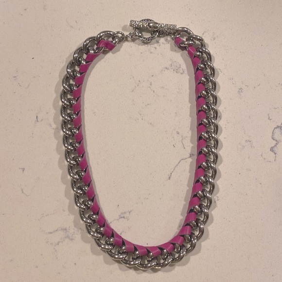 SIGAL Pink Leather and Stainless Steel Necklace - Picture 8 of 9